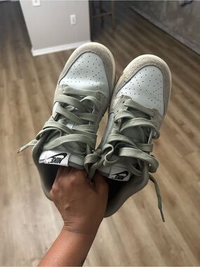 Nike Women’s Low-Top Sneakers in Sage Green and Cream Suede